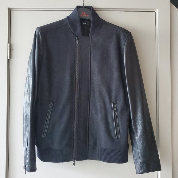 Mens The Kooples Wool and Leather Bomber Jacket - Picture 1 of 7